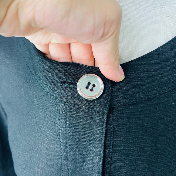 SANDRO Sportswear Black Linen Blend Peplum Button Down Jacket Blazer - Picture 3 of 6